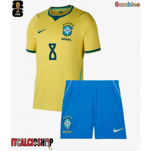 Brasile Bruno Guimaraes #8 Prima Maglia Bambino Mondiali 2026 Manica Corta (+ Pantaloni corti)